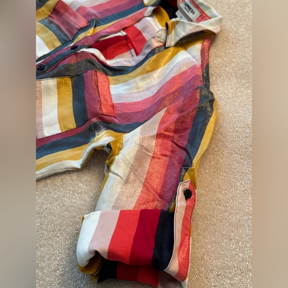 Express - Button Down Shirt, Multi-colored Stripes - Picture 2 of 5